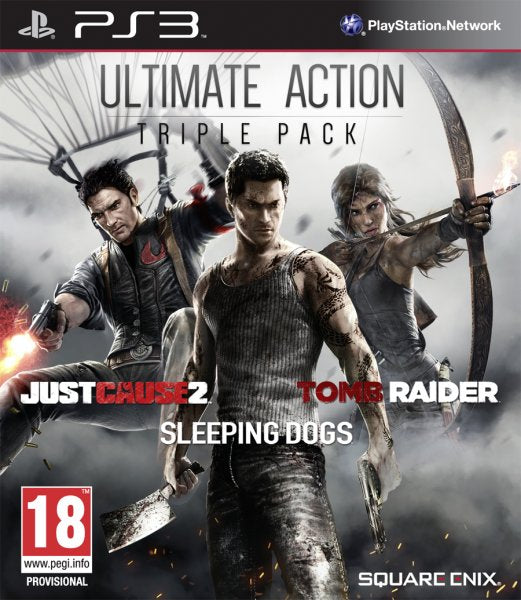 Ultimate Action Triple Pack (just Cause 2/sleeping Dogs/ Tomb Raider) Sony Playstation 3 PS3 Hover Image