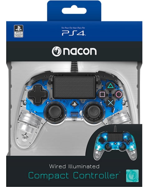 Accesorio Nacon Wired Illuminated Compact Controller Blue Oficial Playstation 4 PS4 Hover Image
