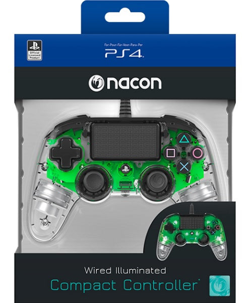 Accesorio Nacon Wired Illuminated Compact Controller Green (oficial) Playstation 4 PS4 Hover Image