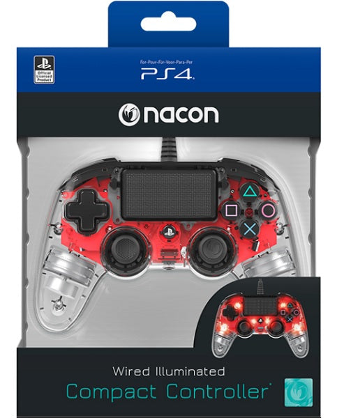 Accesorio Nacon Wired Illuminated Compact Controller Red Oficial Playstation 4 PS4