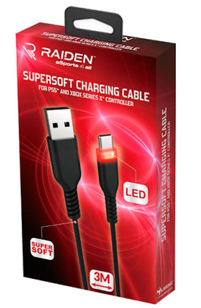 Cable Raiden Supersoft Charging Cable Led (3m) (px5/xbx/switch) Playstation 5 PS5 Hover Image