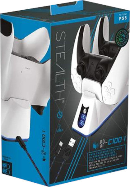 Estación de carga Stealth Charging Dock Base De Carga Dual+charge Cable 2 M White (blanco) Playstation 5 PS5