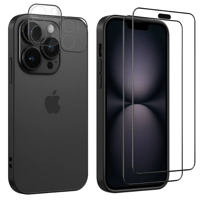 Pack de Accesorios iPhone 16 Pro con 3 Protectores de pantalla + 3 Protectores de cámara + Funda Bumper Hover Image