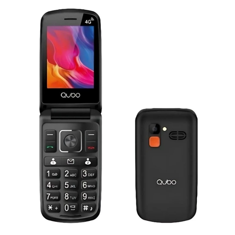 Qubo P-210NW 2.8", 4G, Botón SOS, Teclas grandes, Tapa, Negro