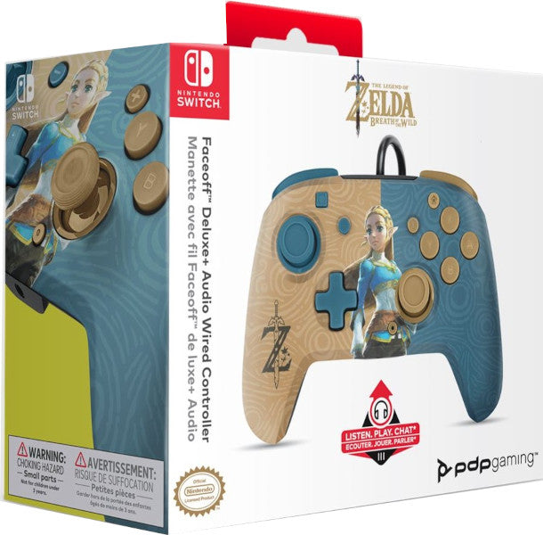 Mando Pdp Faceoff Deluxe Audio Wired Controller Zelda Breath ( Switch 2 / Oled ) Hover Image