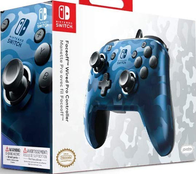 Mando Pdp Faceoff Deluxe + Audio Wired Controller Camo Azul ( Switch 2 ) Hover Image