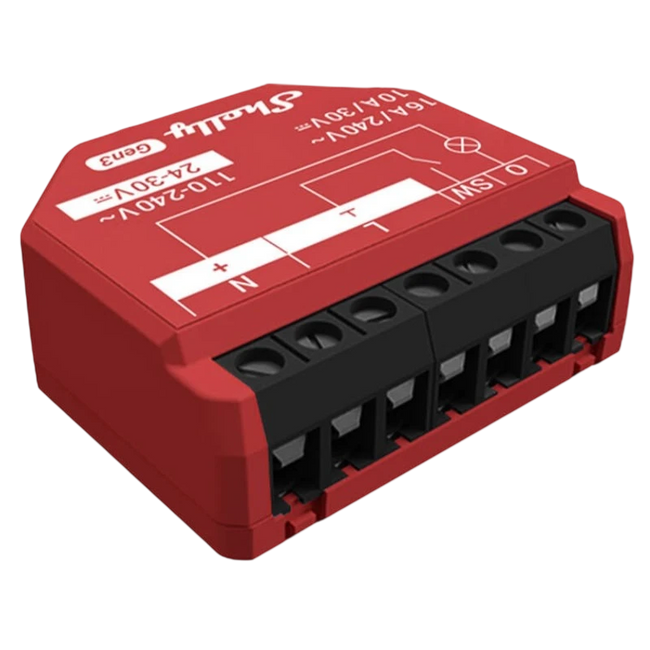 Shelly 1PM Gen3 Rojo - Relé Inteligente WiFi Hover Image