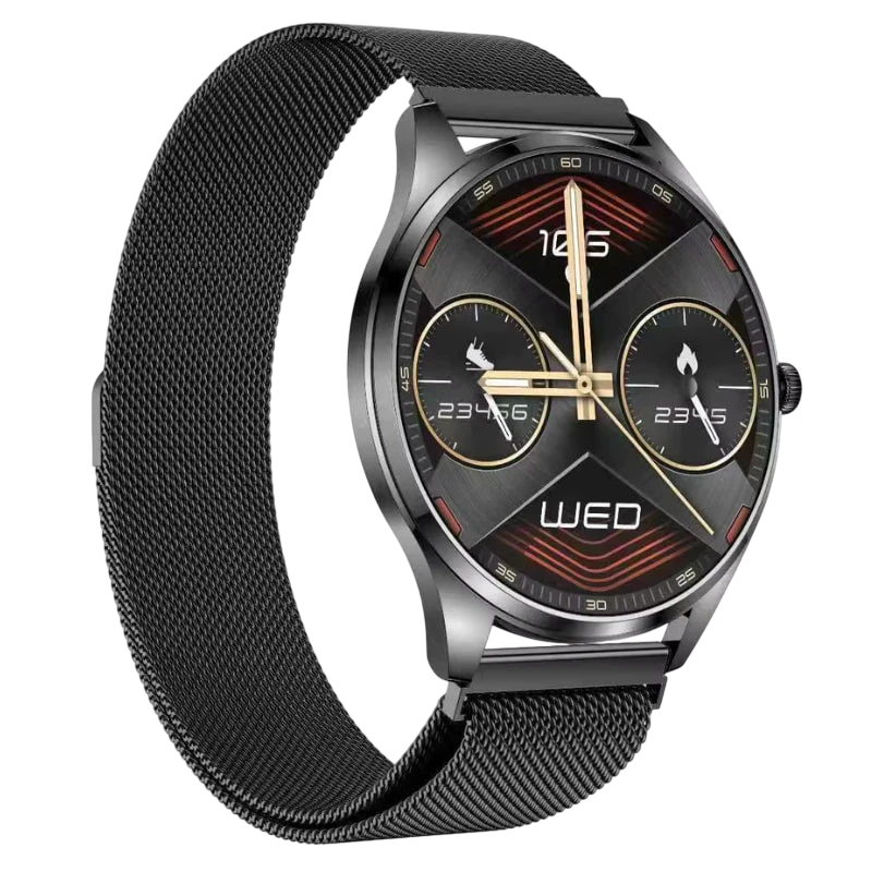 TN99 Correa Milanesa Negro 1,43 pulgadas AMOLED Llamadas Bluetooth 5 días +100 deportes IP67 - Reloj inteligente