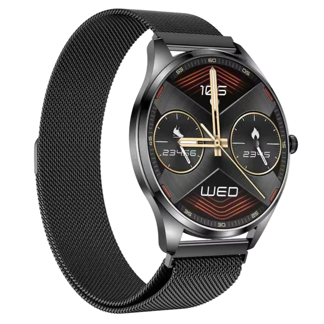 TN99 Smartwatch con Correa Milanesa Negro Pantalla AMOLED 1,43 pulgadas Hover Image