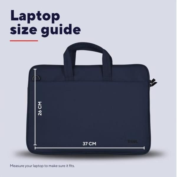 Maletin De Portatil 14" Trust Bologna Slim Eco Compartimento Acolchado Bolsillo Frontal Azul