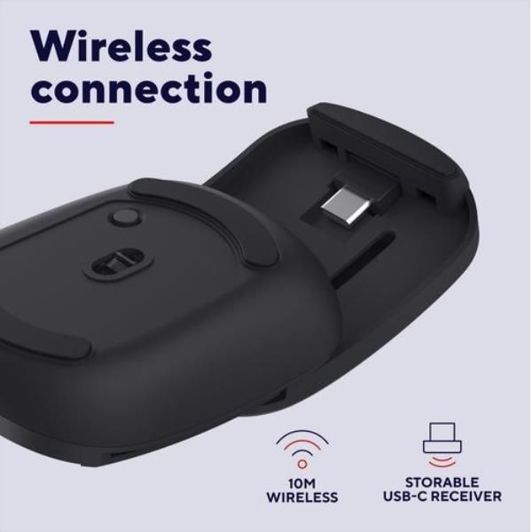 Mouse Trust Wireless Zylo Negro 2400 Dpi Ajustable 6 Botones Plegable