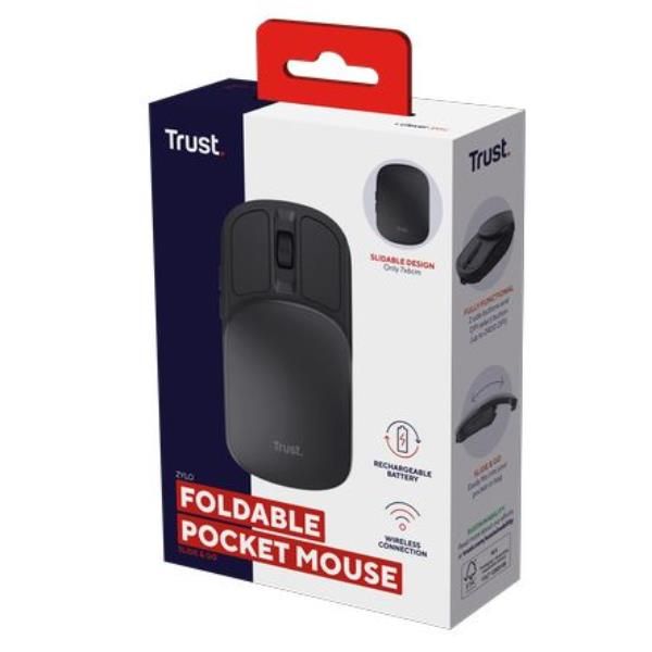 Mouse Trust Wireless Zylo Negro 2400 Dpi Ajustable 6 Botones Plegable