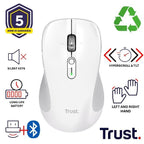 Mouse Trust Wireless Y Bluetooth Ferro Blanco 3200 Dpi Ajustable 9 Botones 3 Dispositivos