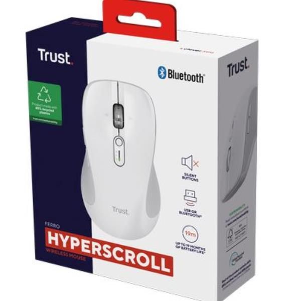 Mouse Trust Wireless Y Bluetooth Ferro Blanco 3200 Dpi Ajustable 9 Botones 3 Dispositivos