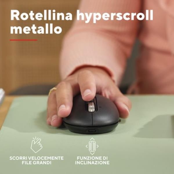 Mouse Trust Wireless Seron Hypscroll Slim 400-2400dpi 6 Botones Recargable Fsc Grs Negro