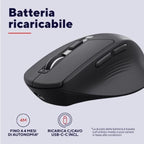 Mouse Trust Wireless Niven Bt/2.4ghz 7 Botones Silencioso 800-3200dpi Recargable Negro