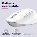 Mouse Trust Wireless Niven Bt/2.4ghz 7 Botones 800-3200dpi Recargable Color Blanco.