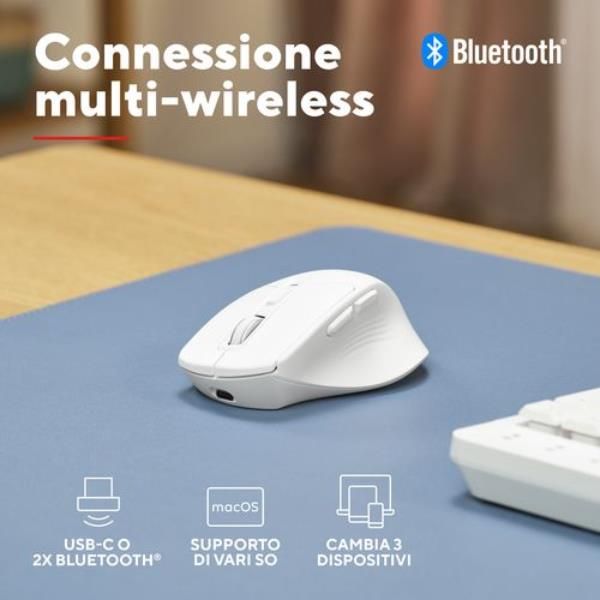 Mouse Trust Wireless Niven Bt/2.4ghz 7 Botones 800-3200dpi Recargable Color Blanco.