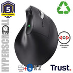 Mouse Trust Vyran Wireless Ergo 2400dpi 7 Botones Hyperscroll Multidevice Recargable Usb-c Negro