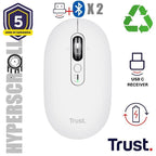 Mouse Trust Wireless Seron Hypscroll Slim 400-2400dpi 6 Botones Recargable Fsc Grs Blanco