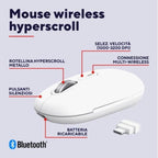 Mouse Trust Wireless Seron Hypscroll Slim 400-2400dpi 6 Botones Recargable Fsc Grs Blanco