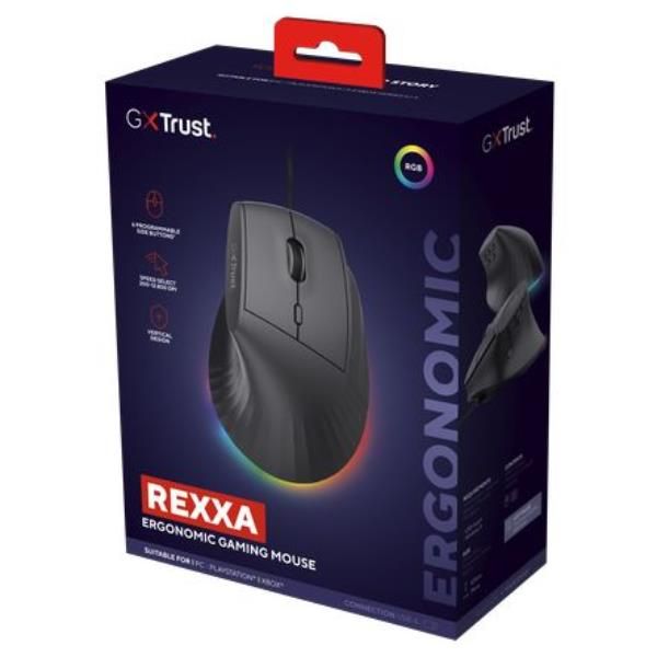 Mouse Trust Gaming Gxt 145 Rexxa 10000dpi 6 Botones Programables Iluminacion Rgb Negro