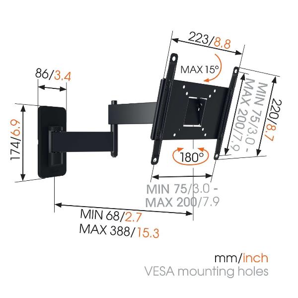 Vogel's Ma2040-c1 Negro / Soporte De Pared Para Tv De 19" A 43"