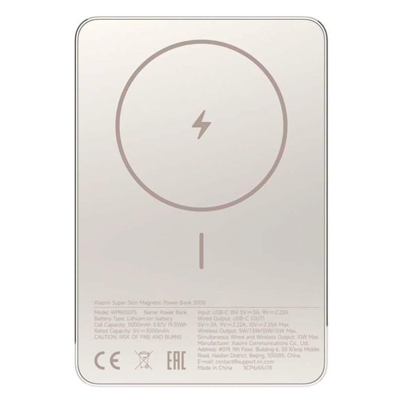 Xiaomi Super Slim Magnetic Power Bank 5000mAh 22,5W Dorado