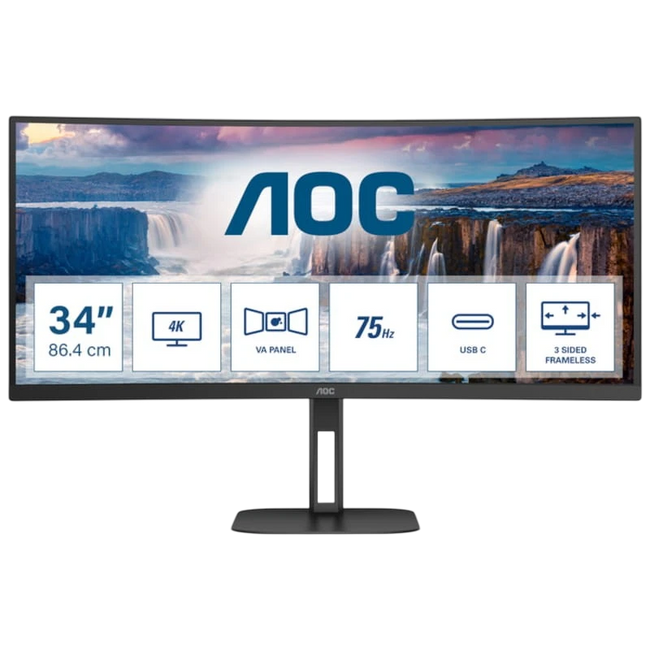 AOC V5 CU34V5C/BK 34 WQHD VA UltraWide Curvo 100 Hz FreeSync Negro Hover Image