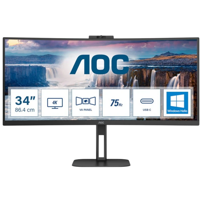 AOC V5 CU34V5CW 34 WQHD VA UltraWide Curvo 100 Hz FreeSync Webcam Negro Hover Image