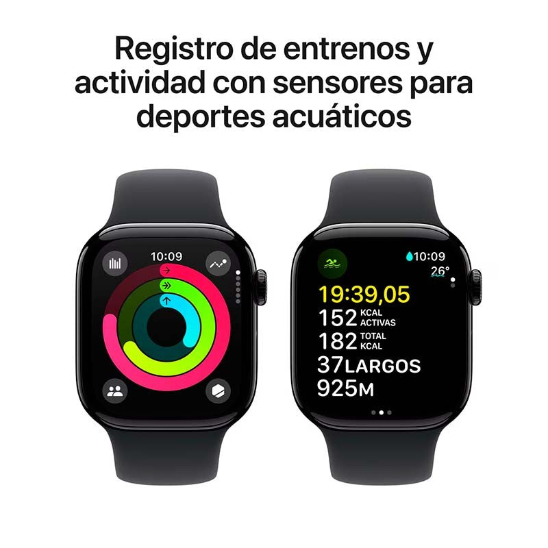 Smartwatch Apple Watch Series 10 GPS + Cellular 42mm Aluminio Negro con Correa Deportiva S/M - Reloj Inteligente