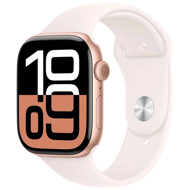 Apple Watch Series 10 GPS 46mm Aluminio Oro rosa con Correa Deportiva M/L Hover Image