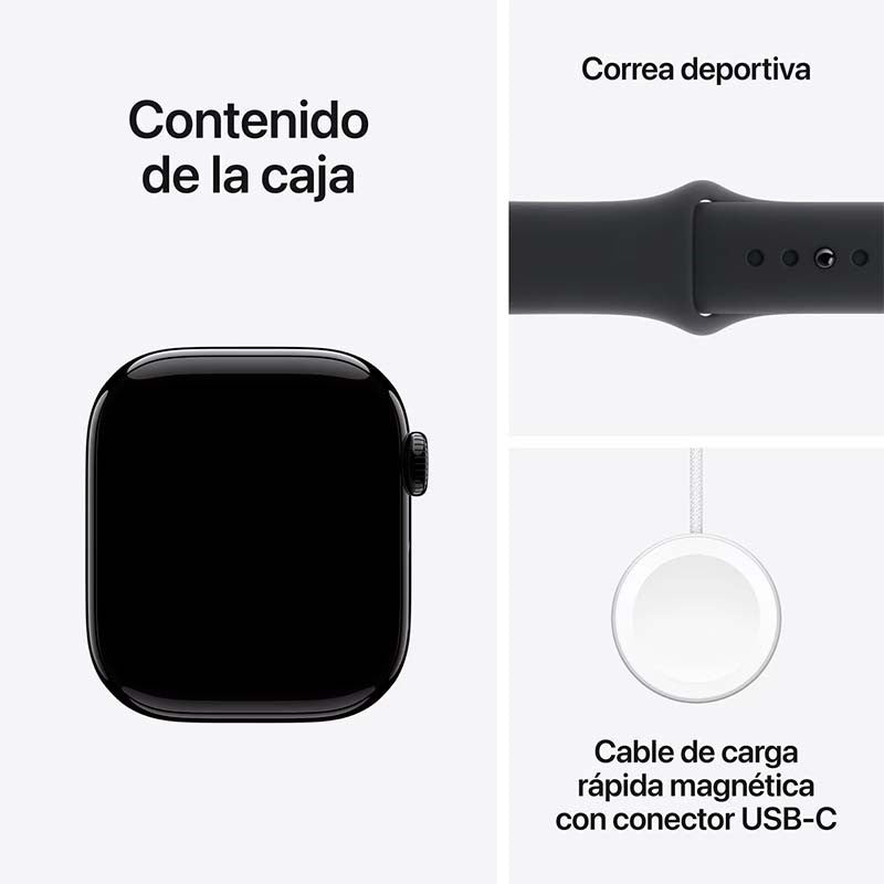Smartwatch Apple Watch Series 10 GPS + Cellular 42mm Aluminio Negro con Correa Deportiva S/M - Reloj Inteligente