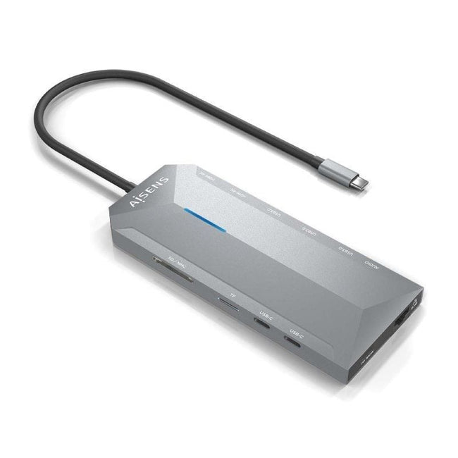 Docking USB Tipo-C Aisens ASUC-12P005-GR/ 2xHDMI 4K/ 3xUSB/ 2xUSB Tipo-C/ 1xRJ45/ 1xAudio/ 1xLector Tarjetas/ 1x Jack/ 1xUSB Tipo-C PD/ Gris Hover Image