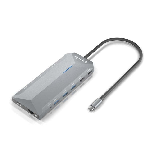 Docking USB Tipo-C Aisens ASUC-12P005-GR/ 2xHDMI 4K/ 3xUSB/ 2xUSB Tipo-C/ 1xRJ45/ 1xAudio/ 1xLector Tarjetas/ 1x Jack/ 1xUSB Tipo-C PD/ Gris Main Image