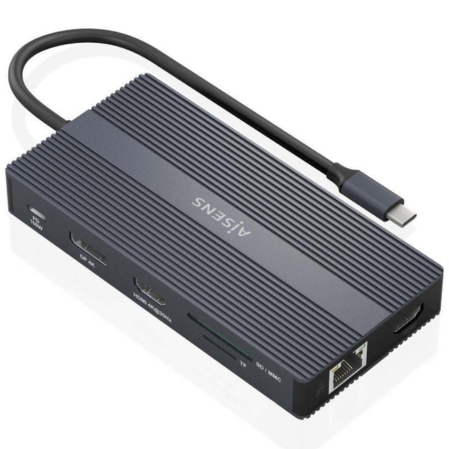 Docking USB Tipo-C Aisens ASUC-12P017-GR/ 2xHDMI 4K/ 4xUSB/ 1xUSB Tipo-C/ 1xRJ45/ 1xDisplayPort/ 1xLector Tarjetas/ 1xUSB Tipo-C PD/ Gris Hover Image