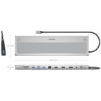 Docking USB Tipo-C Aisens ASUC-12P020-GR/ 2xHDMI 4K/ 3xUSB/ 1xUSB Tipo-C/ 1xRJ45/ 1xDisplayPort/ 1xLector Tarjetas/ 1xUSB Tipo-C PD/ Gris