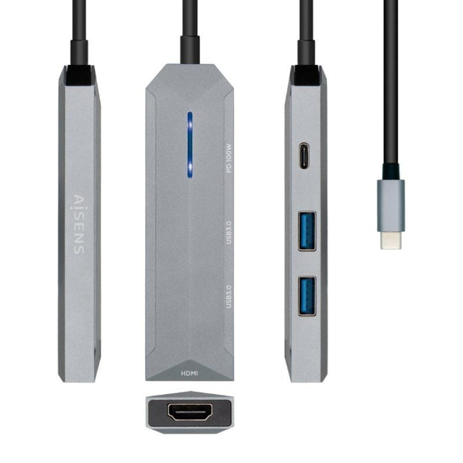Docking USB Tipo-C Aisens ASUC-4P002-GR/ 1xHDMI 4K/ 2xUSB/ 1xUSB Tipo-C PD/ Gris Hover Image