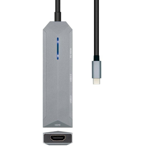 Docking USB Tipo-C Aisens ASUC-4P002-GR/ 1xHDMI 4K/ 2xUSB/ 1xUSB Tipo-C PD/ Gris Main Image