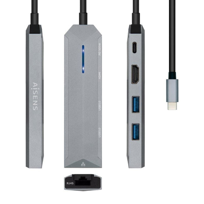 Docking USB Tipo-C Aisens ASUC-5P003-GR/ 1xHDMI 4K/ 2xUSB/ 1xRJ45/ 1xUSB Tipo-C PD/ Gris Hover Image