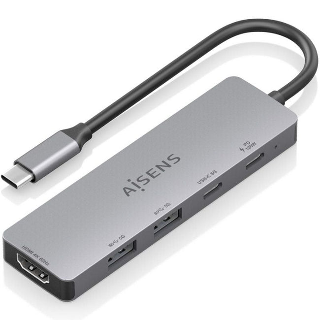 Docking USB Tipo-C Aisens ASUC-5P028-GR/ 1xHDMI 4K/ 2xUSB/ 2xUSB Tipo-C/ 1xUSB Tipo-C PD/ Gris Hover Image