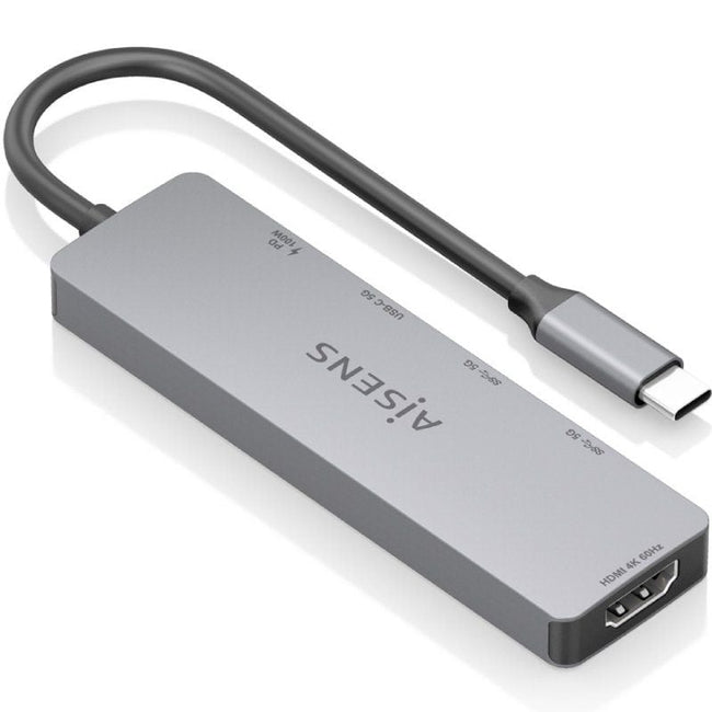 Docking USB Tipo-C Aisens ASUC-5P028-GR/ 1xHDMI 4K/ 2xUSB/ 2xUSB Tipo-C/ 1xUSB Tipo-C PD/ Gris Main Image