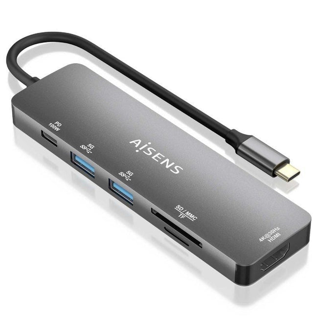 Docking USB Tipo-C Aisens ASUC-6P016-GR/ 1xHDMI 4K/ 2xUSB/ 1xLector Tarjetas/ 1xUSB Tipo-C PD/ Gris Hover Image