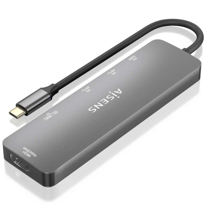 Docking USB Tipo-C Aisens ASUC-6P016-GR/ 1xHDMI 4K/ 2xUSB/ 1xLector Tarjetas/ 1xUSB Tipo-C PD/ Gris