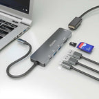 Docking USB Tipo-C Aisens ASUC-6P016-GR/ 1xHDMI 4K/ 2xUSB/ 1xLector Tarjetas/ 1xUSB Tipo-C PD/ Gris