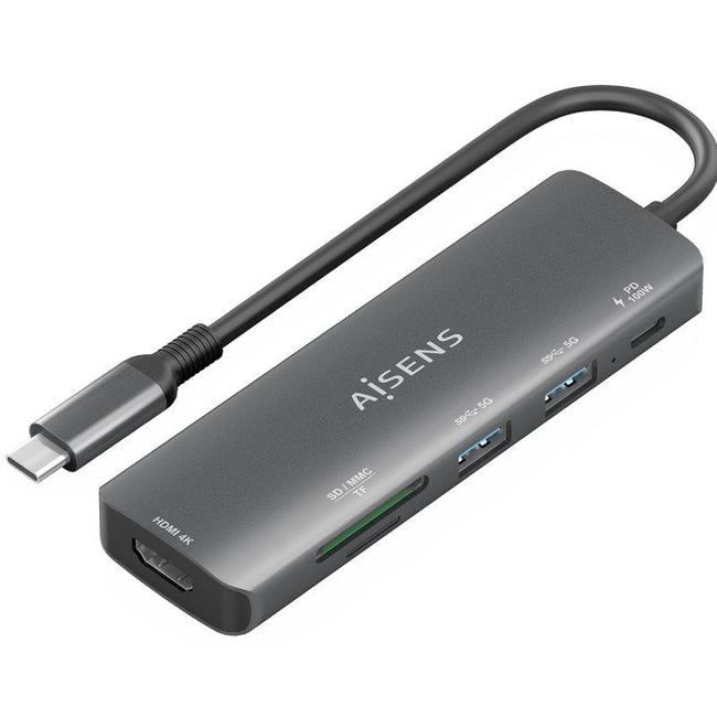 Docking USB Tipo-C Aisens ASUC-6P023-GR/ 1xHDMI 4K/ 2xUSB/ 1xUSB Tipo-C PD/ 1xLector Tarjetas/ Gris Hover Image