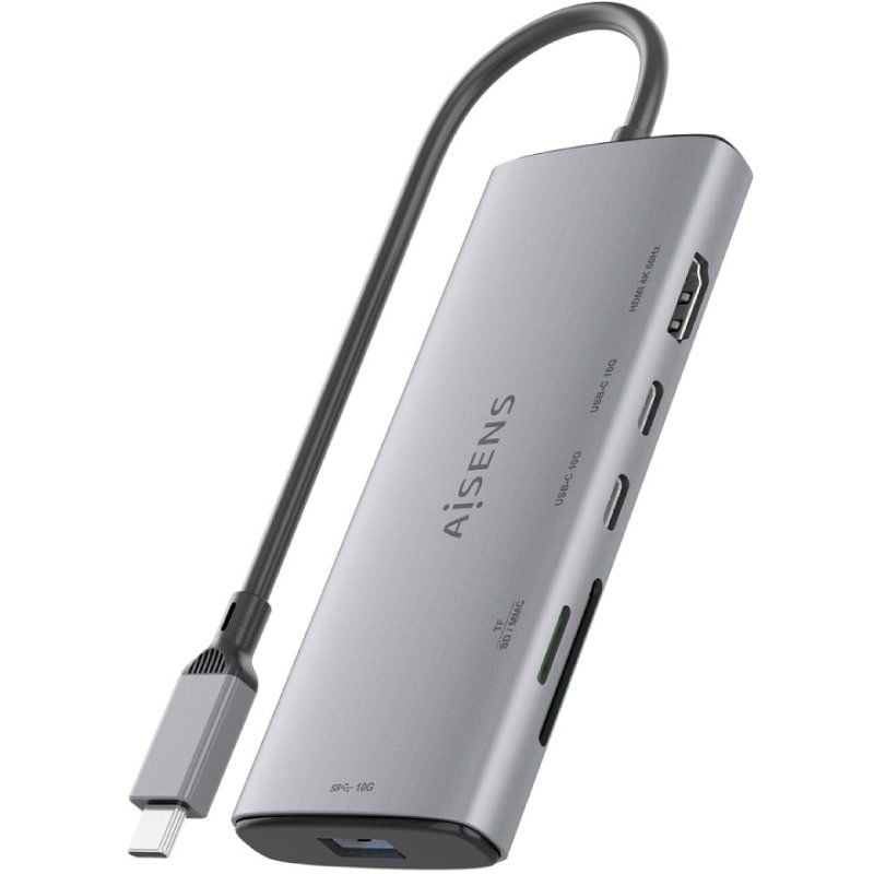 Docking USB Tipo-C Aisens ASUC-6P029-GR/ 1xHDMI 4K/ 1xUSB/ 2xUSB Tipo-C/ 1xLector de Tarjetas/ Gris