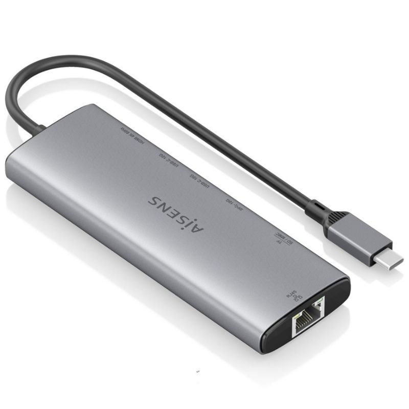 Docking USB Tipo-C Aisens ASUC-7P032-GR/ 1xHDMI 4K/ 1xUSB/ 2xUSB Tipo-C/ 1xRJ45/ 1xLector Tarjetas/ Gris