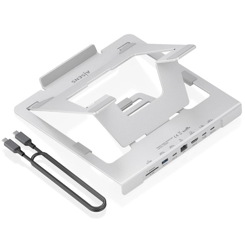 Soporte de Sobremesa - Docking USB Tipo-C Aisens ASUC-7P045-GR/ 1xUSB/ 1xUSB Tipo-C/ 1xHDMI/ 1xRJ45/ 1xLector de Tarjetas/ 1xUSB Tipo-C PD/ Gris