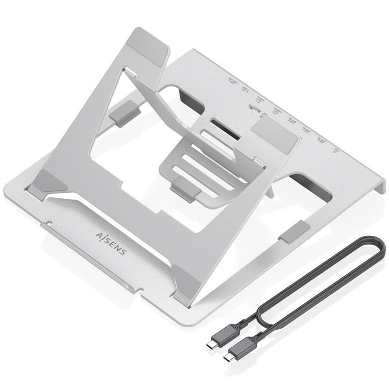 Soporte de Sobremesa - Docking USB Tipo-C Aisens ASUC-7P046-GR/ 2xUSB/ 1xUSB Tipo-C/ 2xHDMI/ 1xRJ45/ 1xUSB Tipo-C PD/ Gris